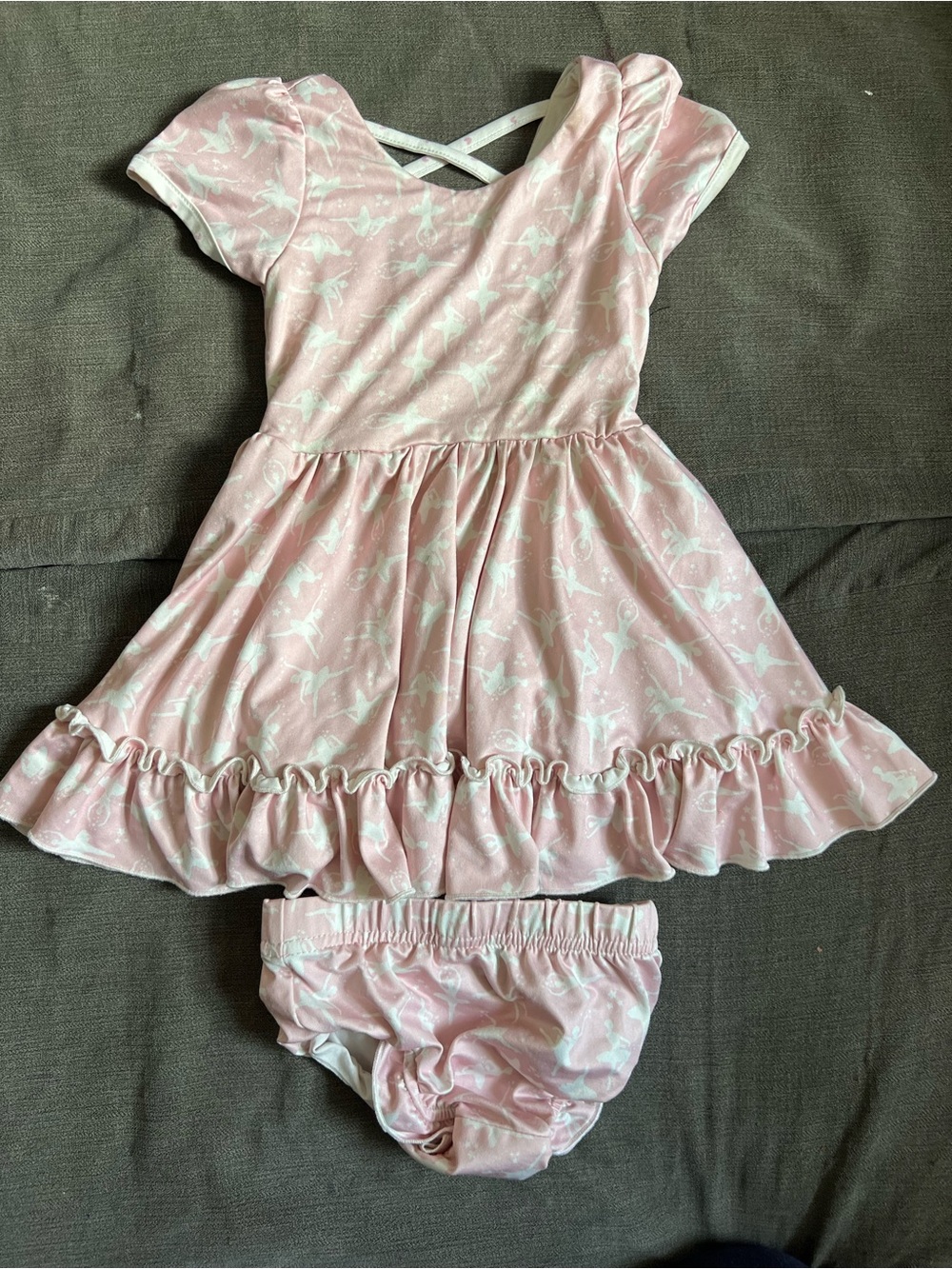 Girls Pink Ruffle Dress with Matching Bloomers